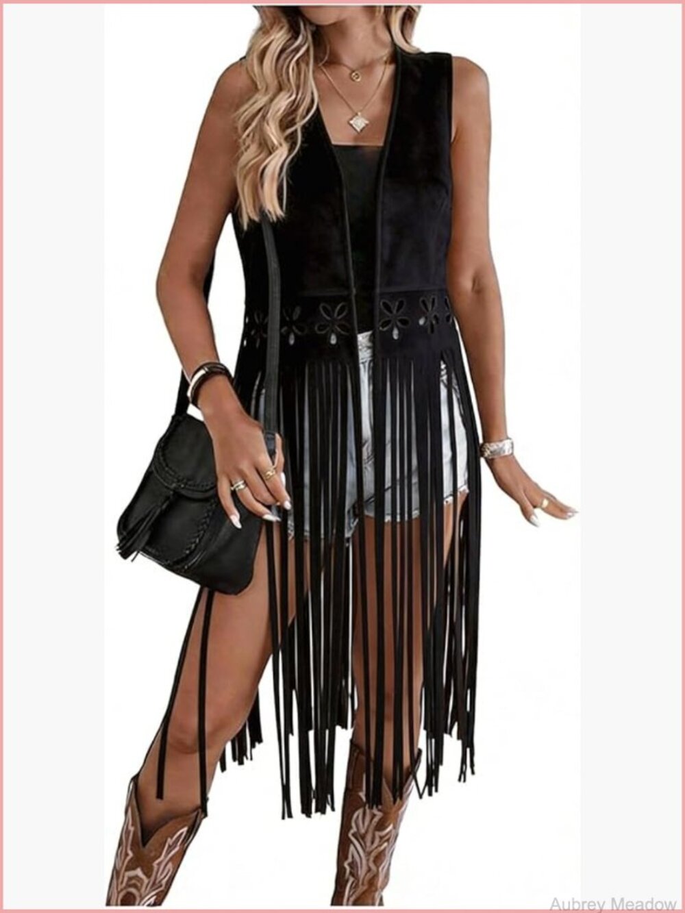 Faux Suede Tassel Vest Sleeveless Open Front Fringe Jacket Long Cardigan - Picture 1 of 6